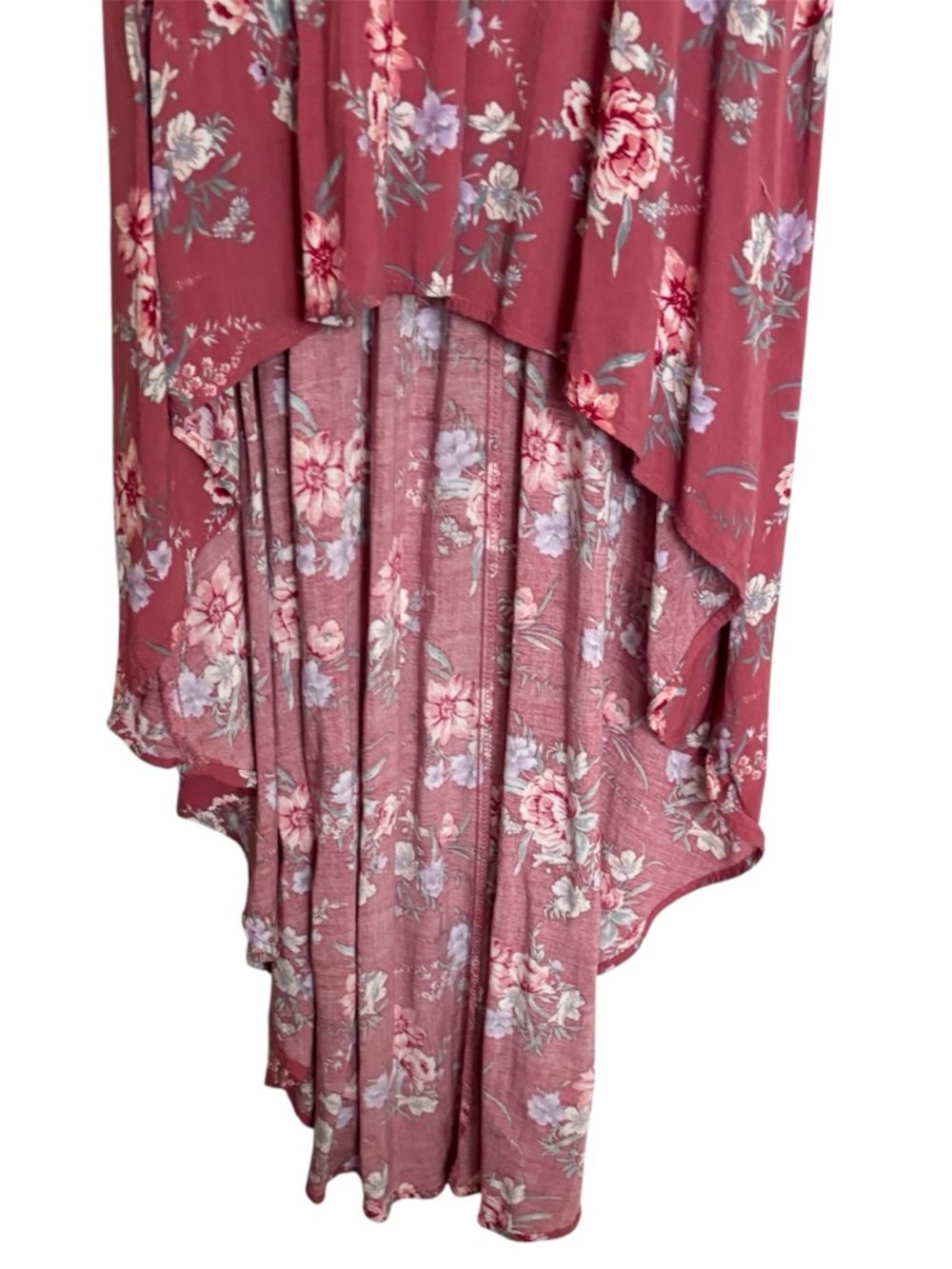Lg Pink Floral Maxi Dress Sweetheart Neckline High Low Hem Coquette Easter - Picture 8 of 13